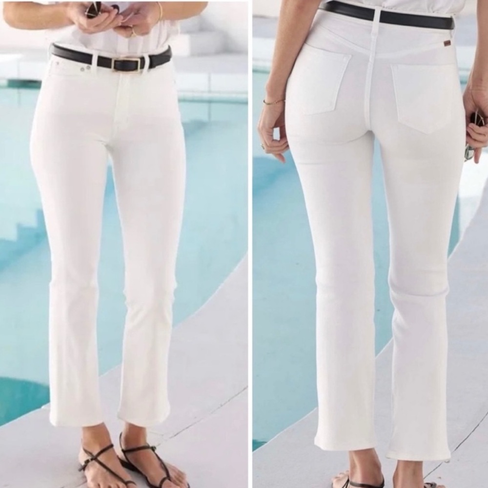 AYR The Pop White Straight Cropped Leg High Waist Jeans in Saltwater - 31 Short